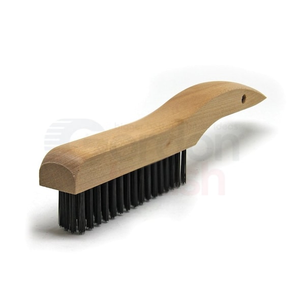 4 x 16 Row 0.013 Carbon Steel Wire and Wood Shoe Handle Scratch Brush, PK12
